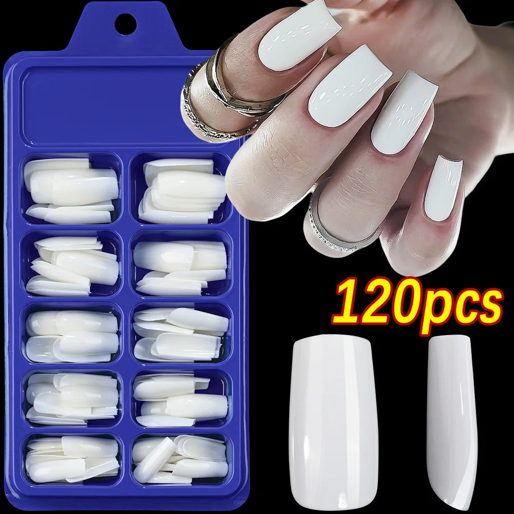 122 piece short square almond fake nail tips press-on variety set