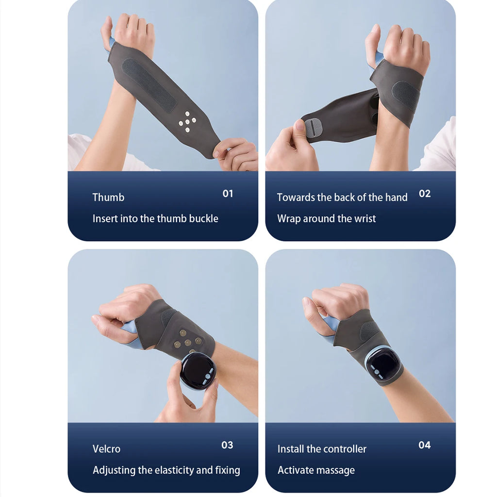 EMS wrist massager with heat therapy pain relief electric device