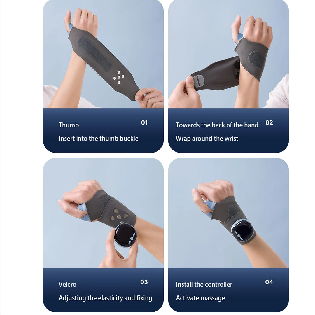 EMS wrist massager with heat therapy pain relief electric device