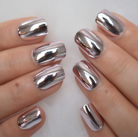 Silver Electroplated Short Wearable Fake Nails