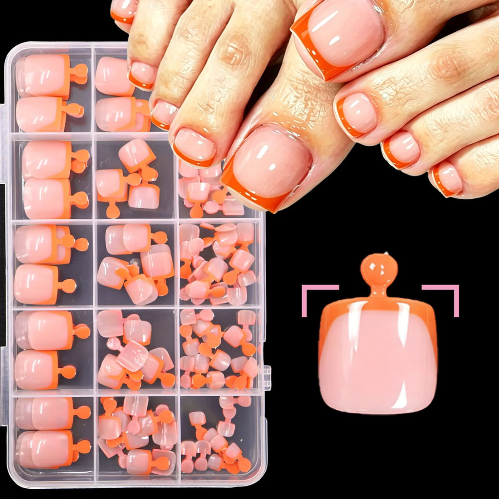 127 piece classic white French edge fake toenails press-on set