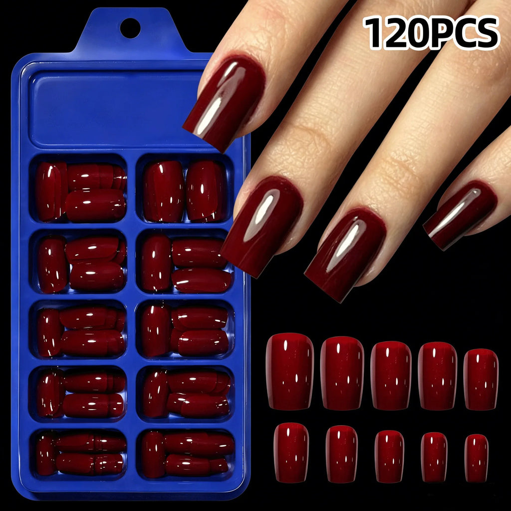 121 piece short square almond fake nail tips press-on variety set
