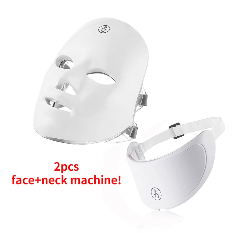 Rechargeable LED photon face and neck mask anti-aging beauty device