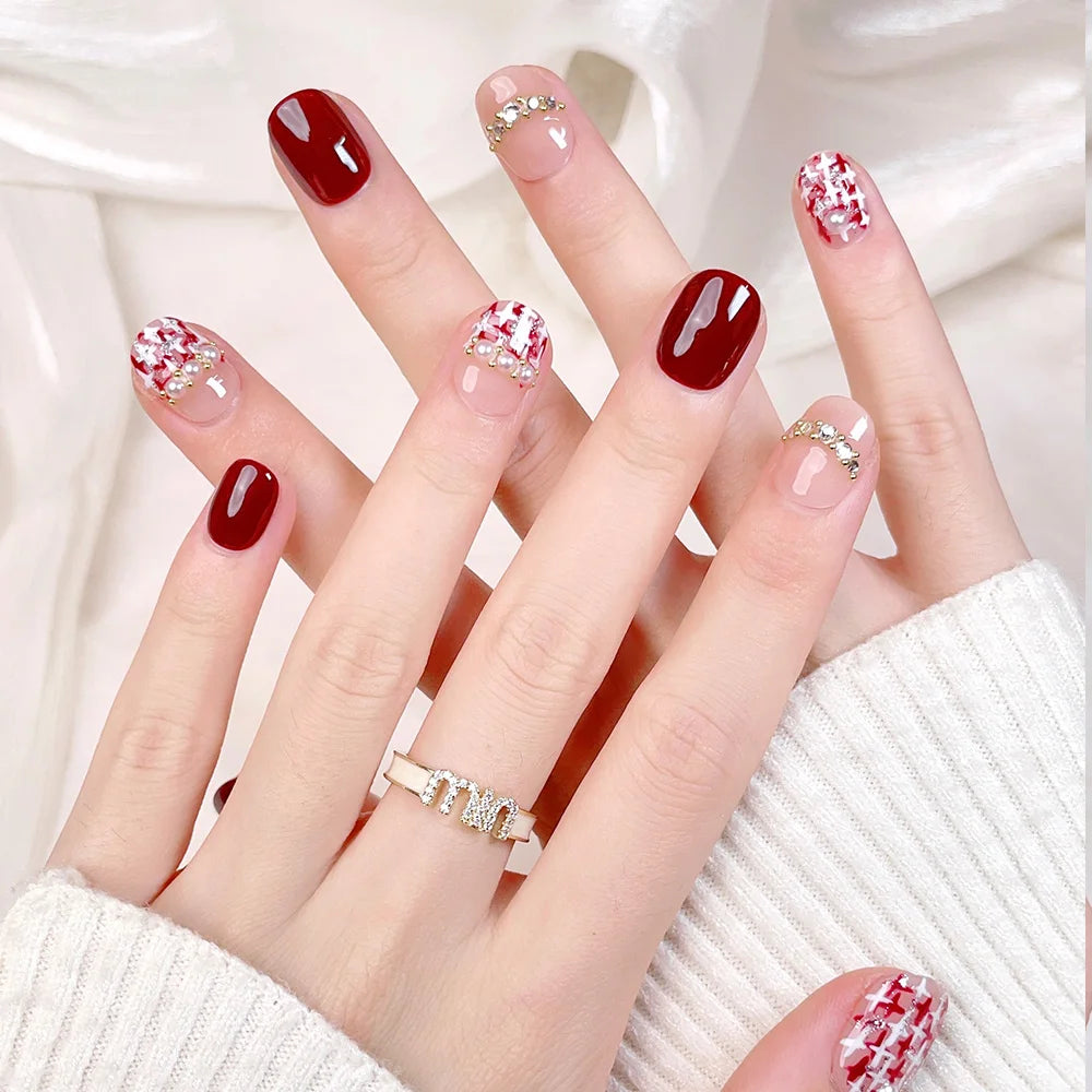 Luxury butterfly bow handmade press-on nails high-end nail art
