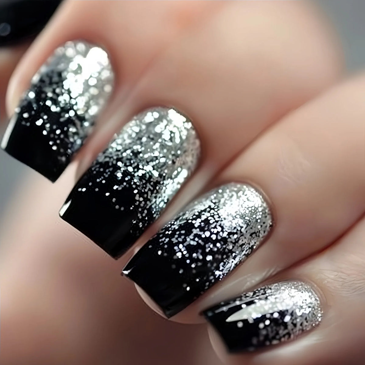 Gradient brown red medium fake press-on nails for women