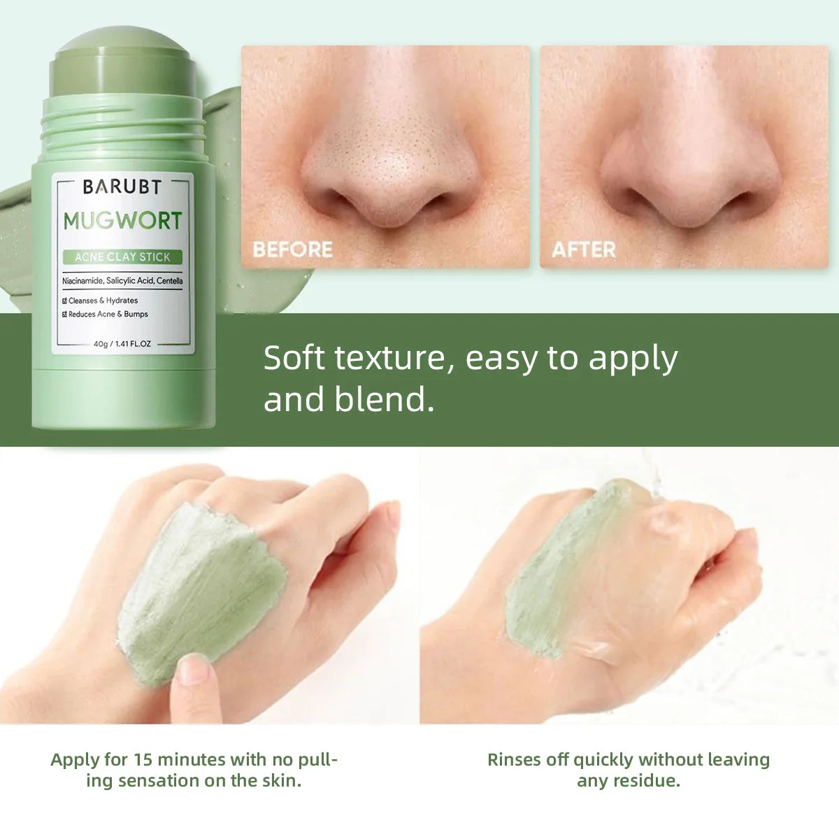 Mugwort solid face mask blackhead acne removal deep cleansing