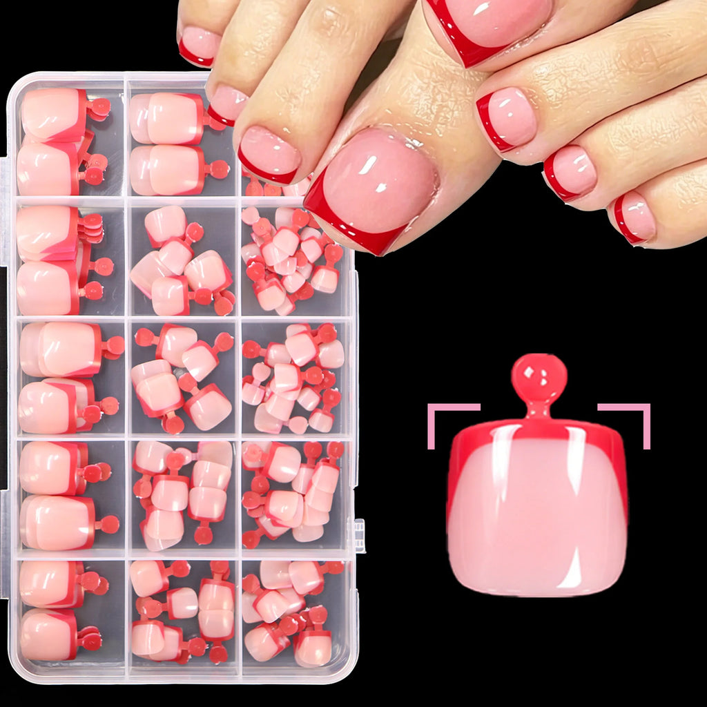 125 piece classic white French edge fake toenails press-on set