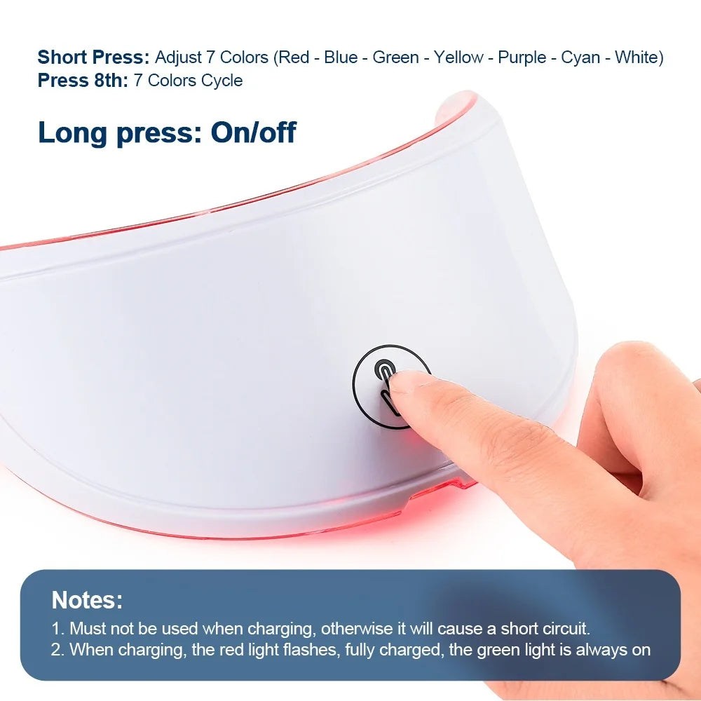 Rechargeable LED photon face and neck mask anti-aging beauty device