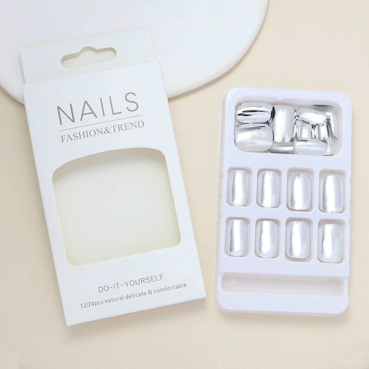 Silver Electroplated Short Wearable Fake Nails