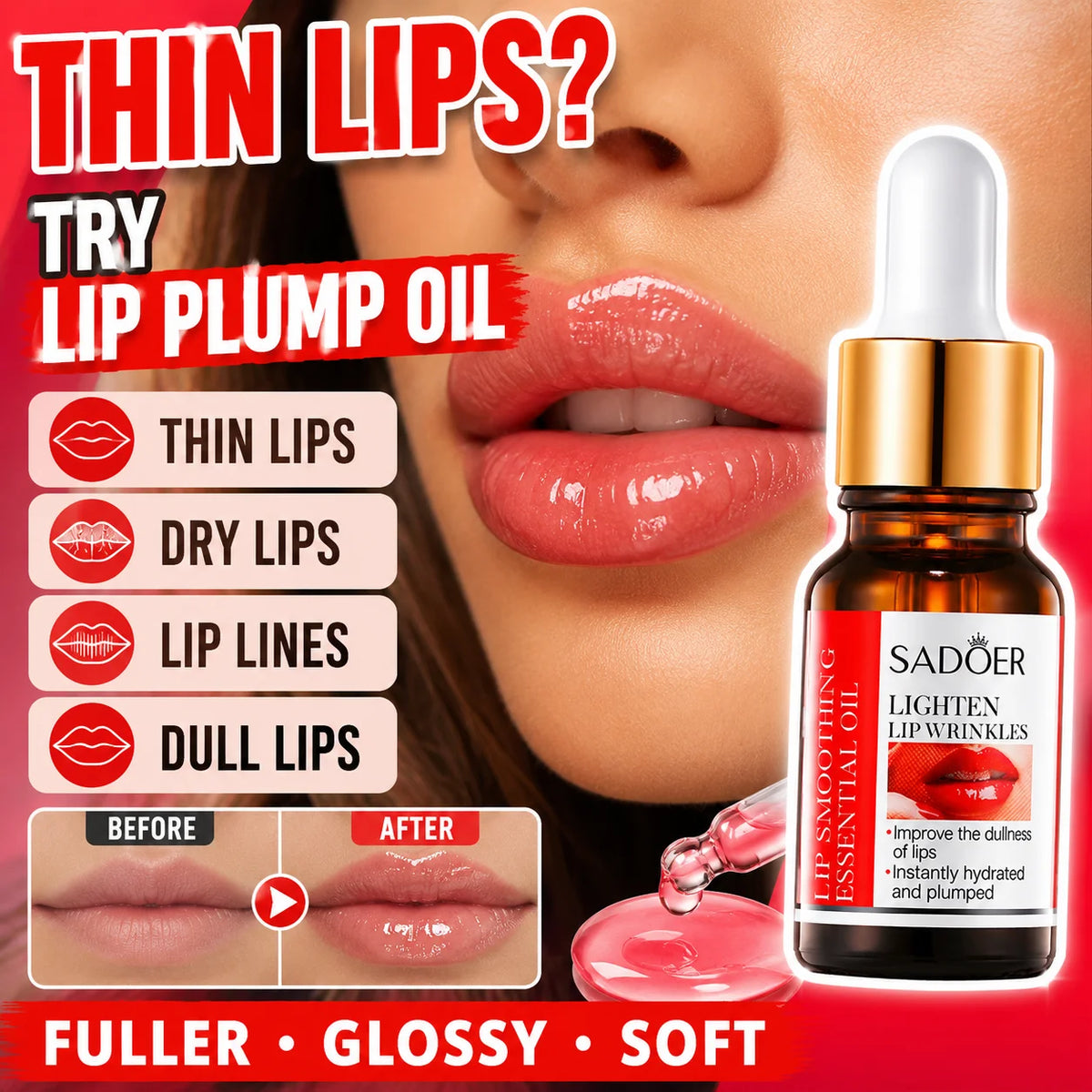 Lip plumping oil hydrating tinted lip gloss fuller lips treatment
