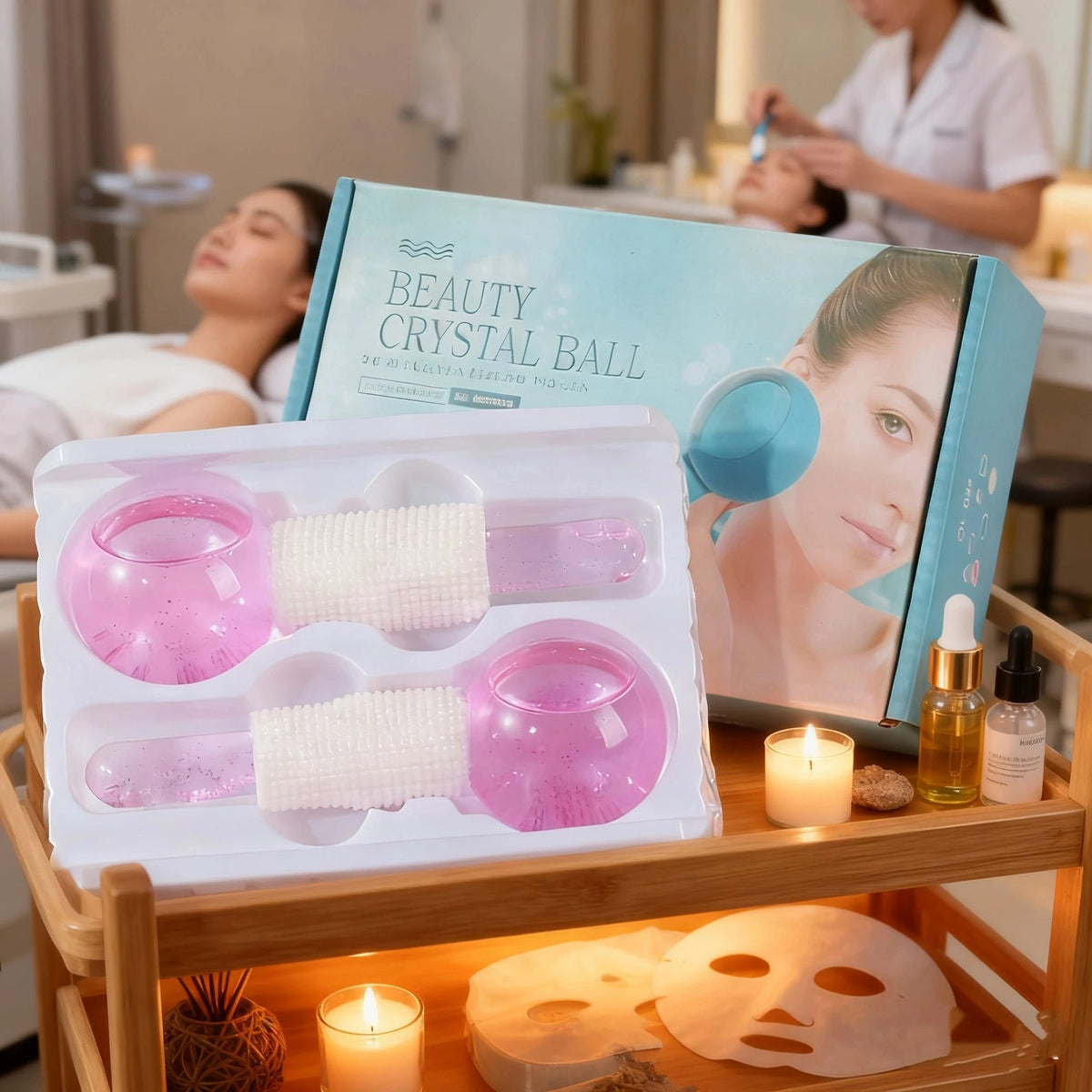Ice globes facial massager set for puffiness and skin contouring