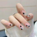 Gradient purple blue medium fake press-on nails for women