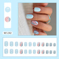 Short Sky Blue Sparkle Artificial Nails