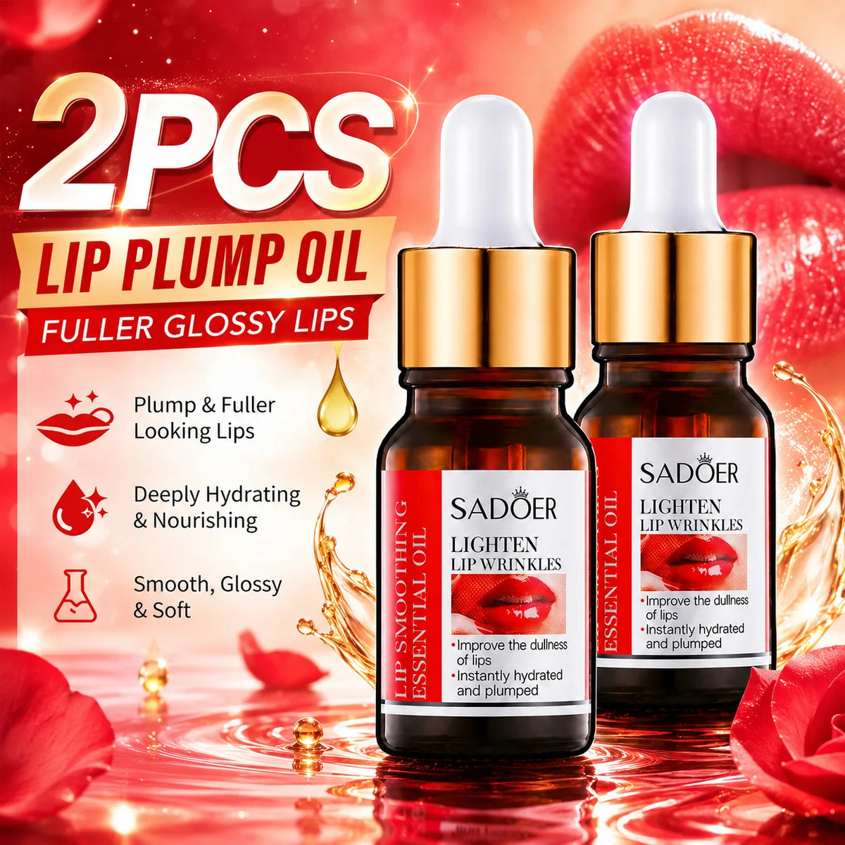 Lip plumping oil hydrating tinted lip gloss fuller lips treatment