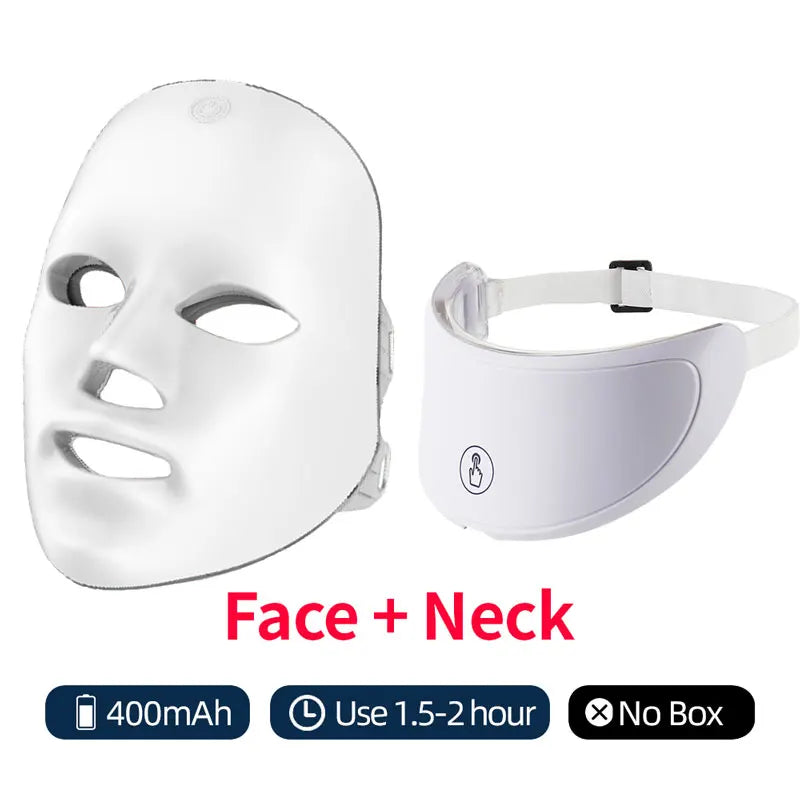 Rechargeable LED photon face and neck mask anti-aging beauty device