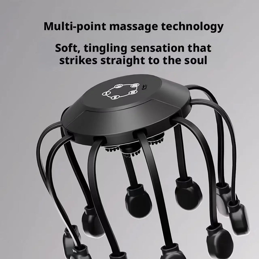 Electric octopus head massager scalp stimulator stress relief tool