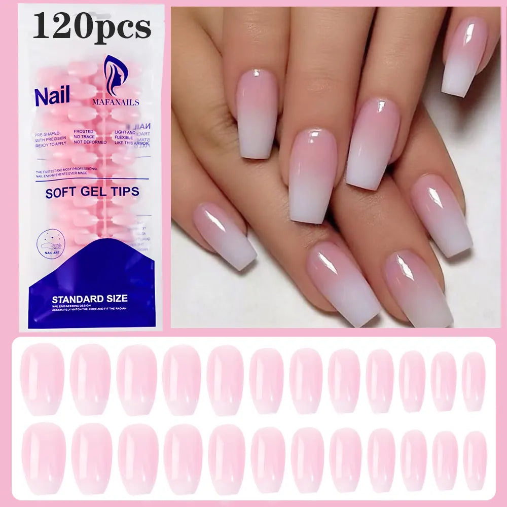 122 piece glossy short square press-on nails clear natural set