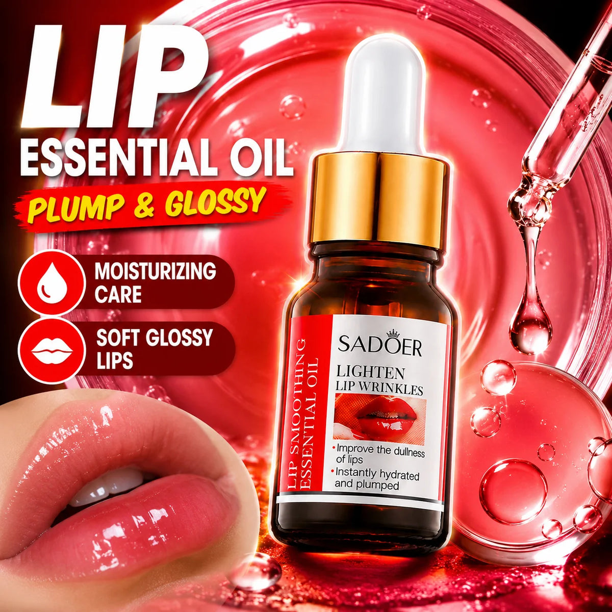 Lip plumping oil hydrating tinted lip gloss fuller lips treatment