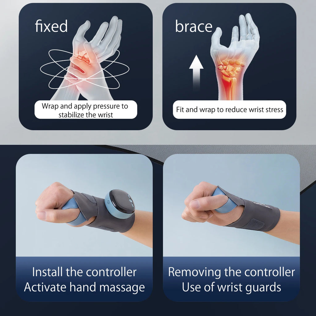 EMS wrist massager with heat therapy pain relief electric device