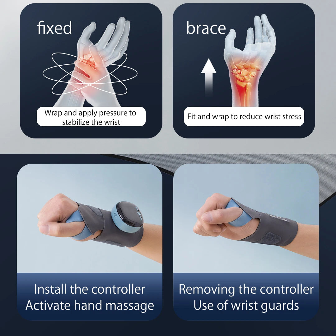 EMS wrist massager with heat therapy pain relief electric device