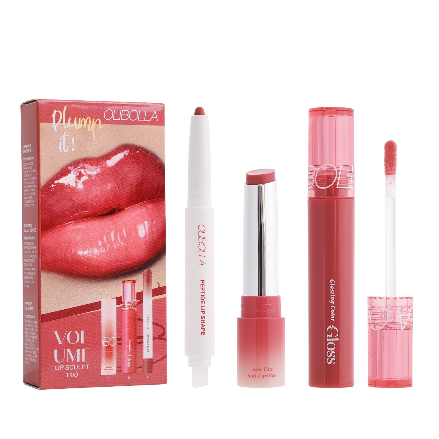 Lip Makeup Set with Liner Gloss and Lipstick