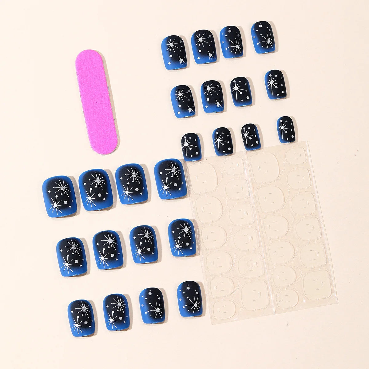 Gradient purple blue medium fake press-on nails for women
