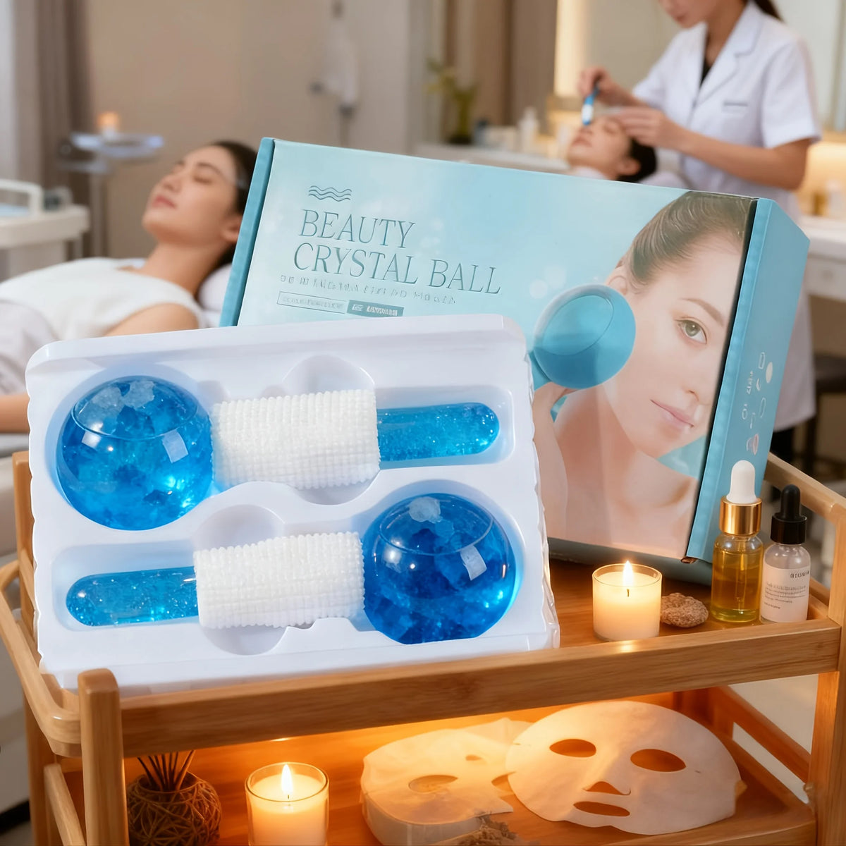 Ice globes facial massager set for puffiness and skin contouring