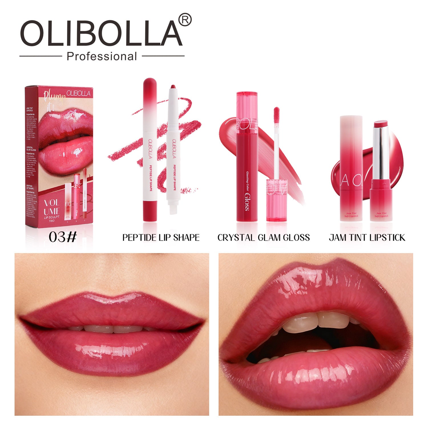 Lip Makeup Set with Liner Gloss and Lipstick