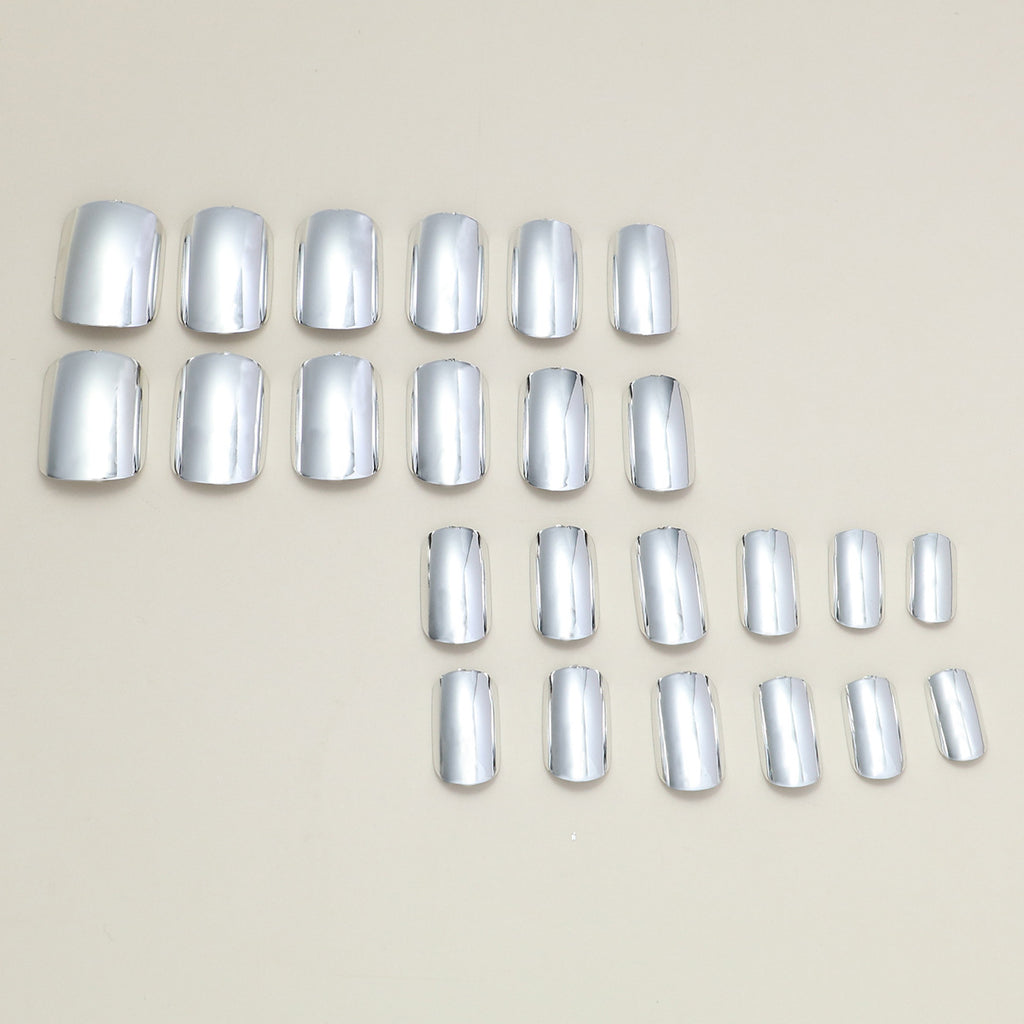Silver Electroplated Short Wearable Fake Nails