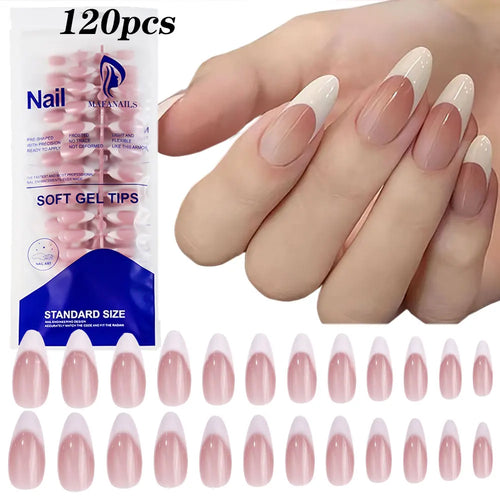 120 piece glossy short square press-on nails clear natural set