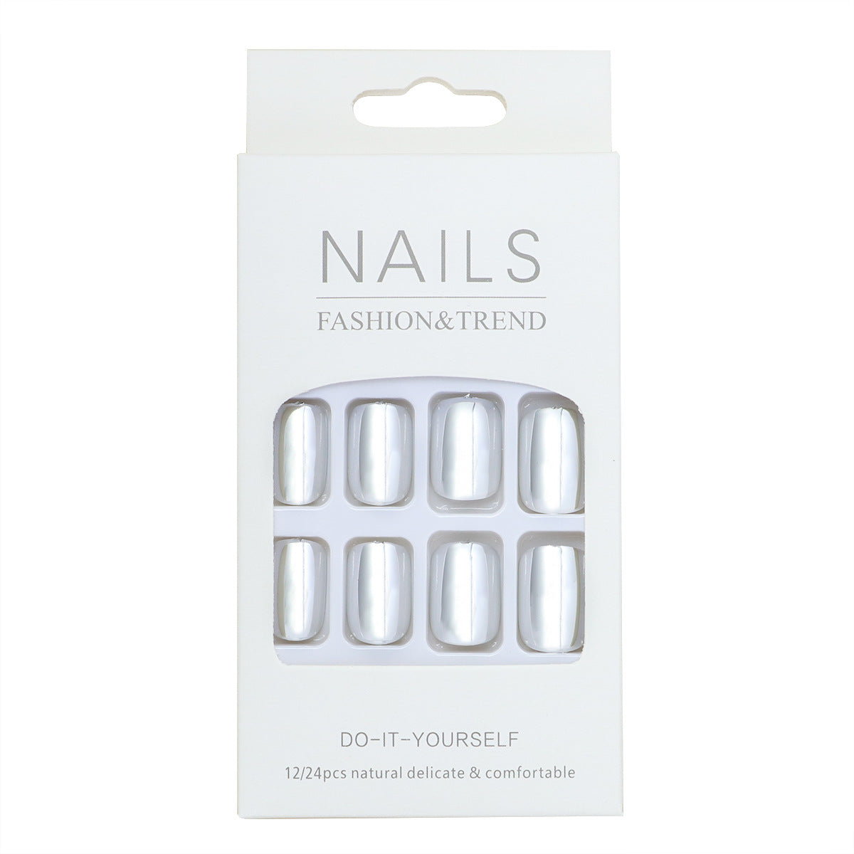Silver Electroplated Short Wearable Fake Nails