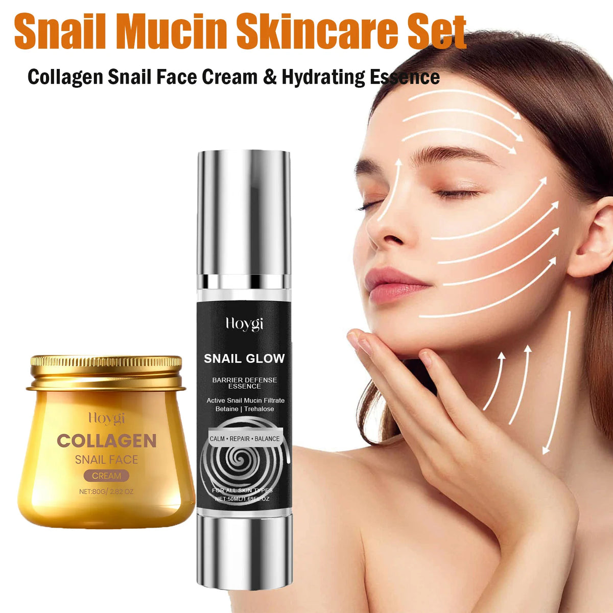 Snail mucin skincare set hydrating anti-aging complete routine