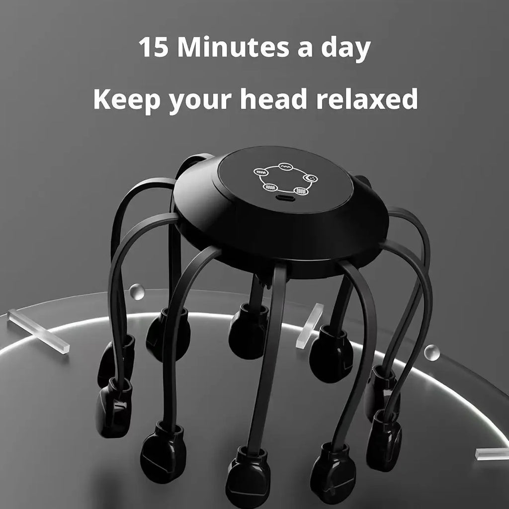 Electric octopus head massager scalp stimulator stress relief tool