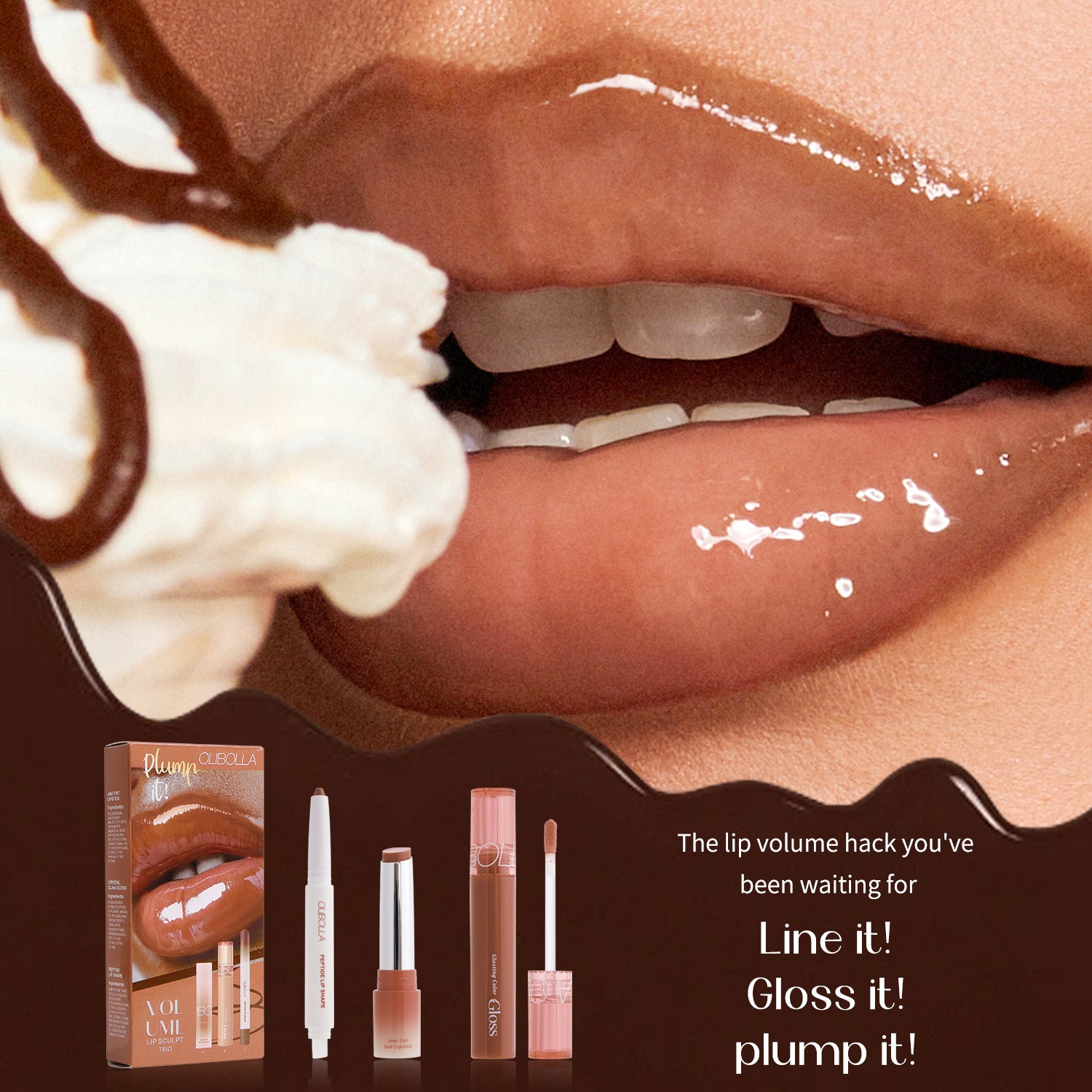 Lip Makeup Set with Liner Gloss and Lipstick
