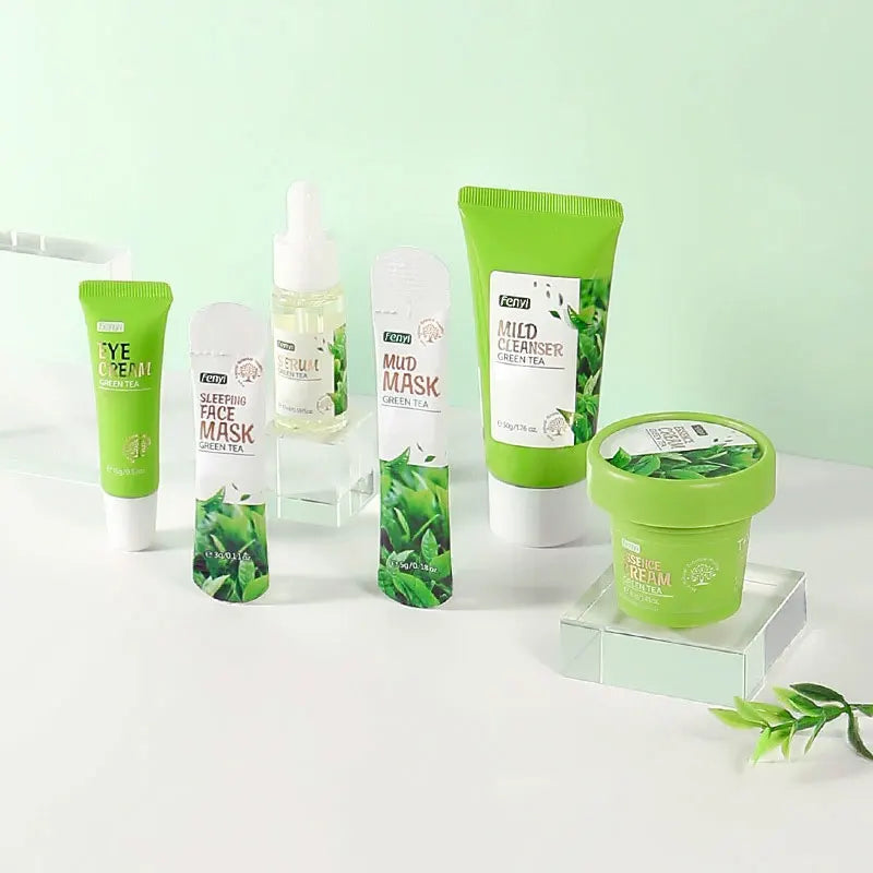 Fenyi green tea 6-piece skin care set brightening anti-aging routine