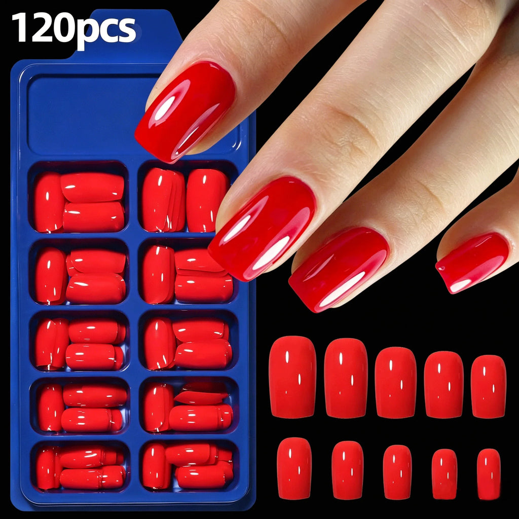 126 piece short square almond fake nail tips press-on variety set