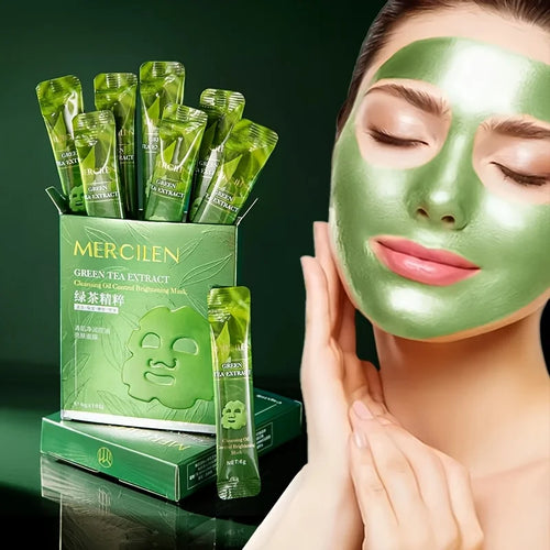 Green tea peeling facial mask 10 piece anti-aging brightening set