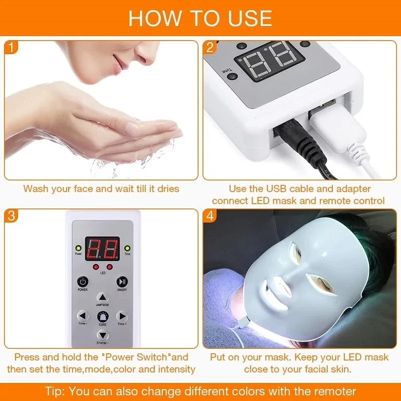 Remote control LED light therapy face mask beauty machine