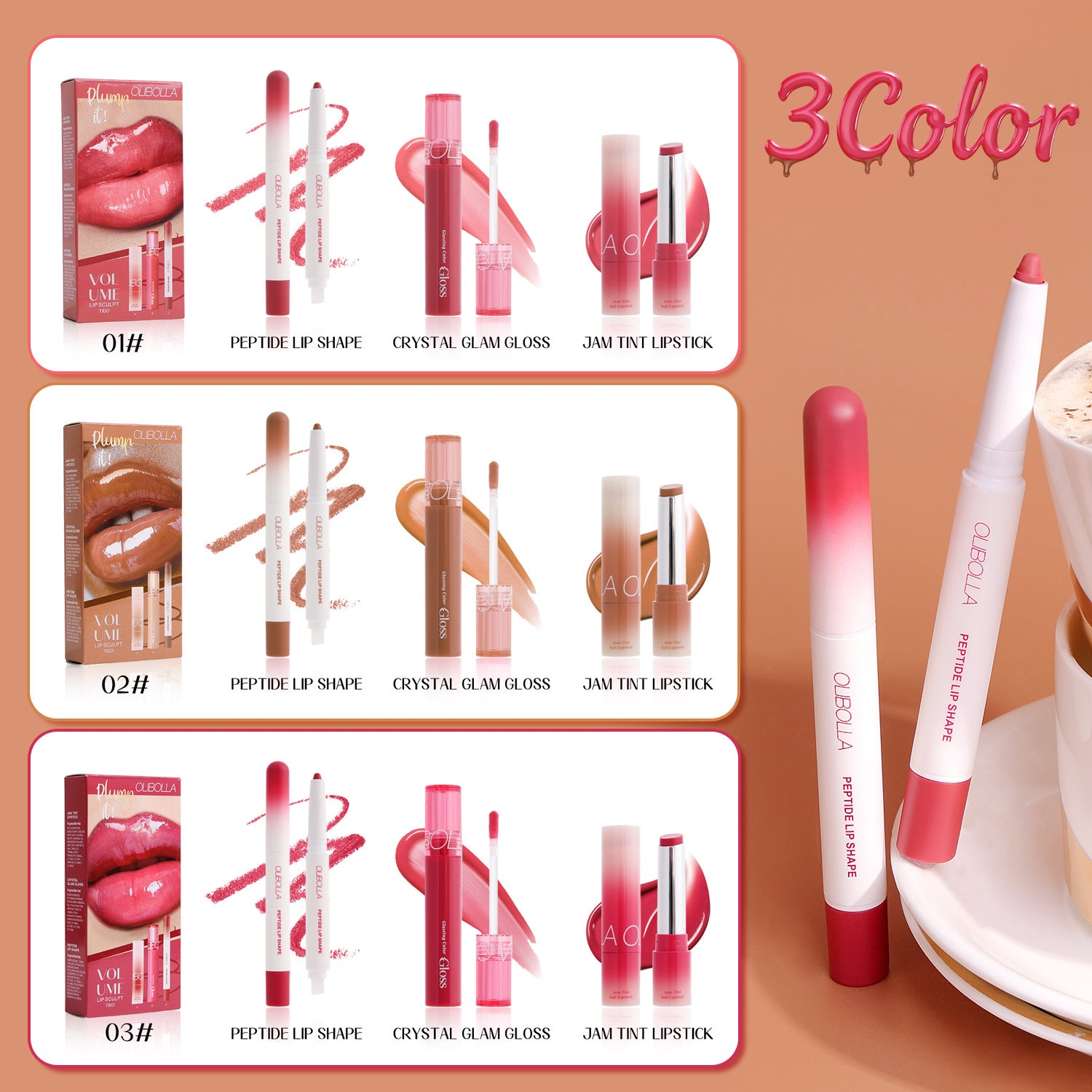 Lip Makeup Set with Liner Gloss and Lipstick