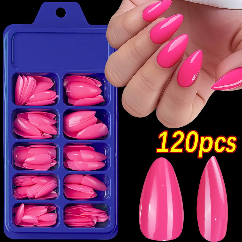 124 piece short square almond fake nail tips press-on variety set