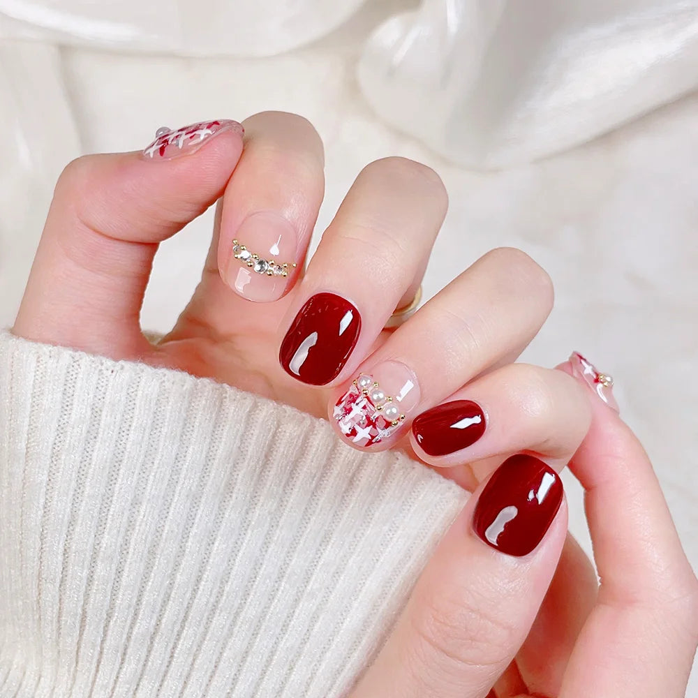 Luxury butterfly bow handmade press-on nails high-end nail art