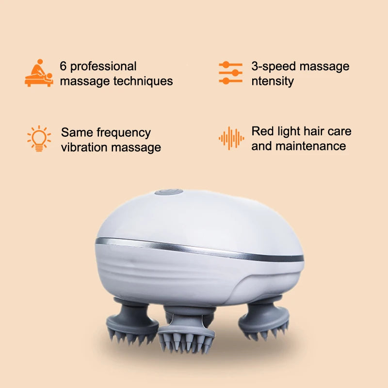 Handheld rechargeable electric scalp head massager for hair growth