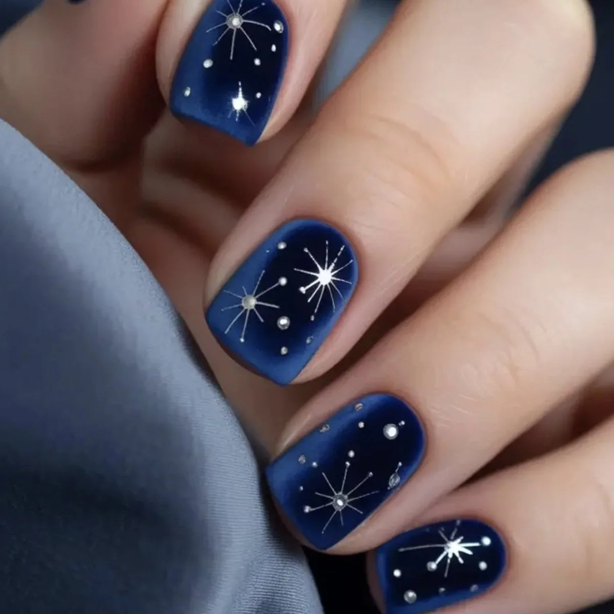 Gradient purple blue medium fake press-on nails for women