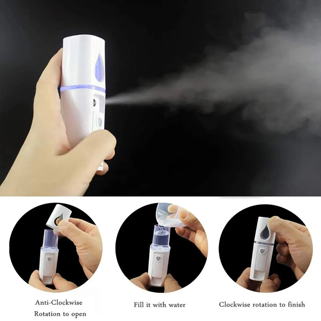 Mini face steamer air humidifier nano mist spray skin care device