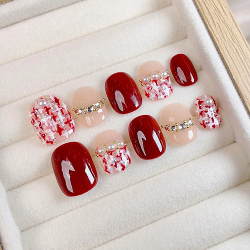 Luxury butterfly bow handmade press-on nails high-end nail art