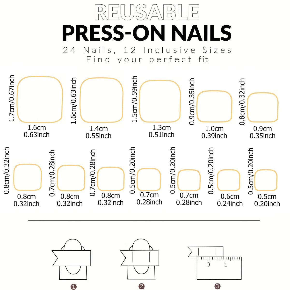 124 piece classic white French edge fake toenails press-on set