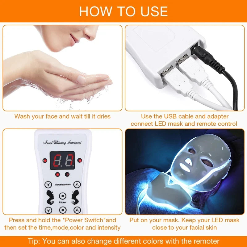 Remote control LED light therapy face mask beauty machine