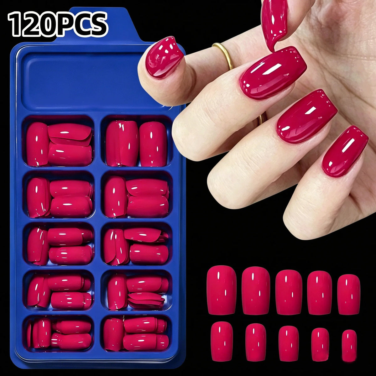 123 piece short square almond fake nail tips press-on variety set