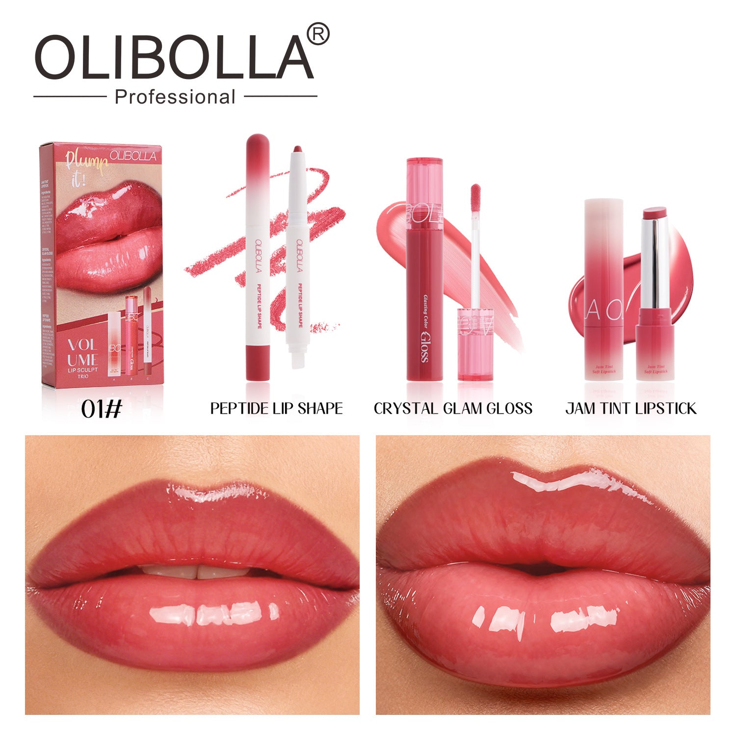 Lip Makeup Set with Liner Gloss and Lipstick