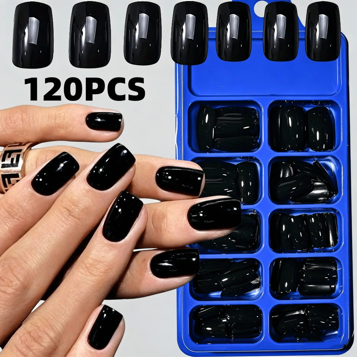 125 piece short square almond fake nail tips press-on variety set